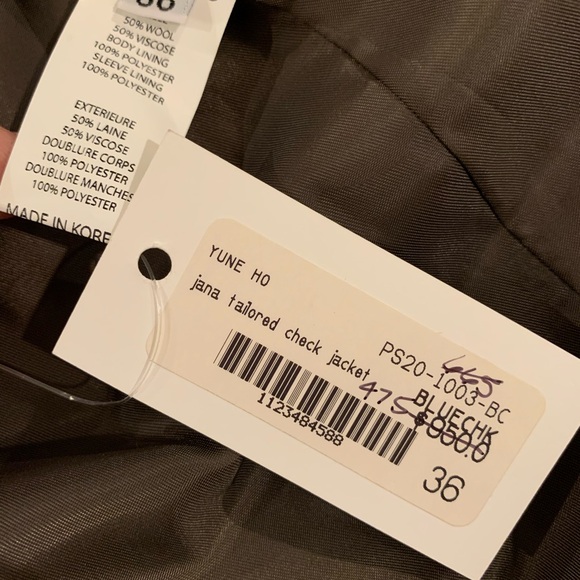 Yune HO Plaid Print Blazer Size:36 New - Picture 7 of 7